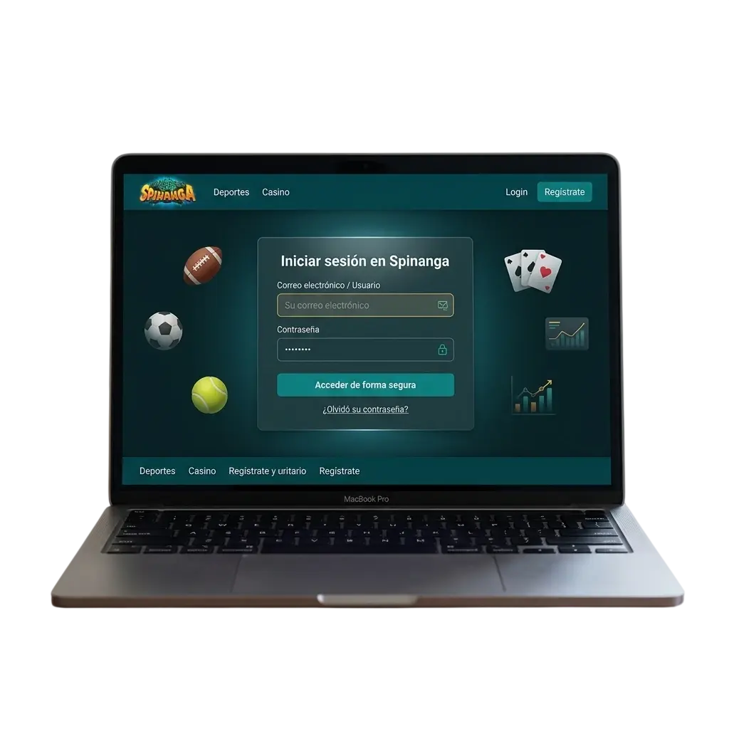 Formulario de inicio de sesión en Spinanga casino