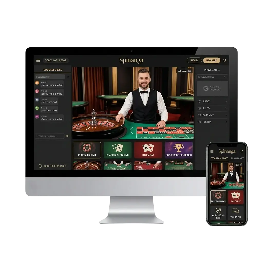 Casino en vivo de Spinanga con crupiers profesionales en transmisión en directo