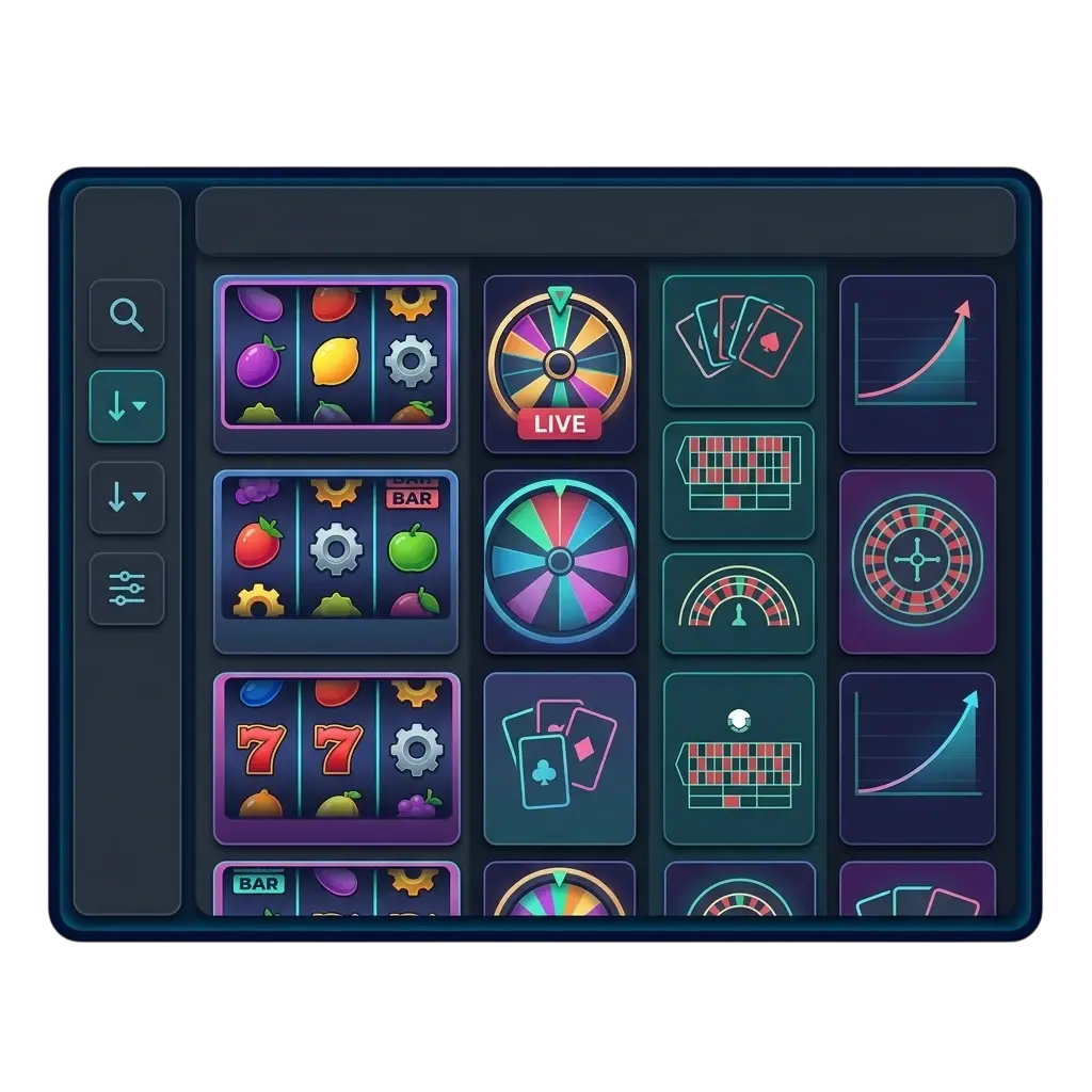 Lobby del casino de Spinanga con categorías de juegos