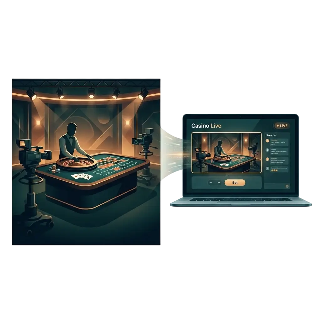 Mesa de casino en vivo con crupier real en Spinanga